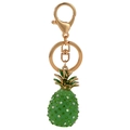Llavero de piña de cristal brillante con pedrería verde y herrajes de metal dorado - Verde