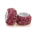 Fonkelende roze strass bedel kralen met grote gaten voor DIY sieraden maken - Felroze