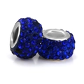 Cuentas de cristal azul oscuro brillante de agujero grande para joyería DIY - Azul marino