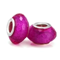 Two faceted rose red resin charms with large silver holes and sparkling internal glitter - Standard Spec / Rose Red Glitter Faceted Style (002)