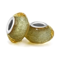 Faceted yellow resin charm bead with gold glitter and silver metal large hole core - Standard Spec / Yellow Glitter Faceted Style (004)