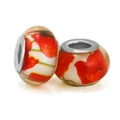 Set of two red floral resin charms with silver core for DIY bracelets and necklaces - Red Floral Pattern (021)