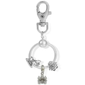 Portachiavi in argento con ciondoli a forma di cavallo a dondolo e castello con gancio - Ciondoli Cavallo Castello (Argento Vintage)