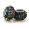 Rainbow faceted resin beads with silver core for DIY jewelry and charm bracelets - Vintage Faceted Blue (022)