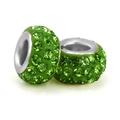 Abalorios de cristal verde con agujeros grandes para pulseras de joyería DIY - Verde