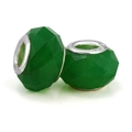 Set of two green faceted resin beads with silver metal cores for DIY charm bracelets - Standard Spec / Green Faceted Style (011)