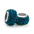 Cuentas de strass azul pavo real con base de metal plateado para joyería artesanal DIY - Azul Pavo Real