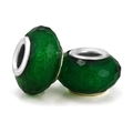 Faceted emerald green resin charms with sparkling glitter and silver metal core inserts - Standard Spec / Emerald Green Glitter Faceted Style (006)