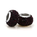 Cuentas brillantes de pedrería violeta oscuro con núcleo de plata para joyas DIY - Púrpura profundo