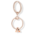 Portachiavi in oro rosa con ciondolo lettera A e anello a maglia serpente su sfondo bianco - Oro Rosa-A