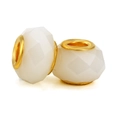 Faceted white resin charm bead with gold metal core for DIY bracelet making - Standard Spec / White Faceted Abacus Bead Style (022)
