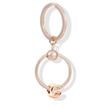 Portachiavi lettera G oro rosa con pendente tondo a maglia serpente e anello lucido - Oro Rosa-G