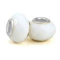 Faceted milky white resin large hole bead with silver metal core for DIY bracelets - Standard Spec / Milky White Faceted Large Hole Style (013)