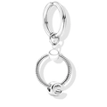 Silberner Schlüsselanhänger mit Schlangenkette-Ring und einem 3D-Buchstabe C Anhänger - Silber-C