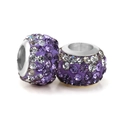 Cuentas moradas de agujero grande con pavé de pedrería para creación de joyas DIY - Mezcla Morado y Blanco