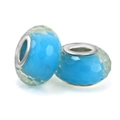 Blue faceted resin beads with silver metal core for DIY European charm bracelets - Standard Spec / Bright Blue Faceted Style (017)