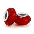Faceted red resin European bead with sparkling gold glitter and silver metal core - Standard Spec / Red Glitter Faceted Style (008)