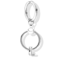 Silberner Schlüsselanhänger mit Buchstaben L-Anhänger und poliertem Schlangenknochenring - Silber-L