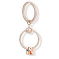 Roségold-Schlüsselanhänger mit rundem Seilmuster-Rahmen und 3D-Buchstabe N Anhänger - Buchstabe N (Roségold)