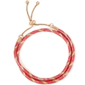 Adjustable red and gold woven double wrap bracelet with rose gold sliding bolo clasp - 16cm / Rose Gold with Red Gold (Style 02)