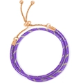 Double-wrap purple snake pattern bracelet with adjustable rose gold slide clasp - 16cm / Rose Gold with Purple Gold Snake Pattern (Style 04)