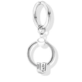 Polierter silberner Buchstaben-Schlüsselanhänger mit Schlangenkettentextur und Ring - Silber-U