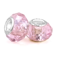 Pink faceted crystal beads with S925 sterling silver core for DIY jewelry bracelets - Pink (002)