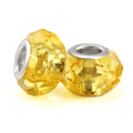 Faceted yellow crystal large hole beads with silver metal core for DIY bracelet making - Yellow (007)