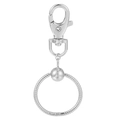 Portachiavi in metallo argento lucido con moschettone e anello a maglia snake cuore - Rotondo / Argento