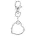 Silver heart-shaped keychain with lobster clasp and rope-textured frame for bags - Heart / Silver