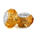 Amber orange faceted crystal bead with S925 sterling silver core for DIY jewelry - Amber Orange (003)