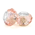 Pink faceted crystal glass large hole beads with silver metal core for DIY bracelets - Light Pink (004)