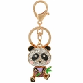 Portachiavi panda in lega dorata con cristalli e strass colorati brillanti e lussuosi - Panda Viola (002)