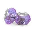 Faceted purple crystal large hole beads with silver metal core for DIY bracelets - Purple (006)