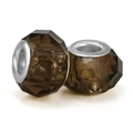 Brown faceted crystal large hole beads with silver metal core for DIY bracelets - Brown (016)