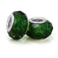 Faceted dark green crystal beads with S925 sterling silver core for DIY jewelry - Deep Green (018)