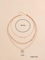 Three-layer 18K gold plated necklace set with paperclip chain and frosted medal pendant - Alloy Layered Necklace (XL0203_3)