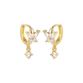 Boucles d'oreilles créoles papillon plaquées or 18 carats avec zircons brillants - Papillon Transparent (22263_2)