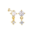 Detail of 18K gold round zircon stud earrings with crystal drops and butterfly backs - Double Diamond Drop Pendant (22093_9)