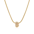 Macro shot of 18K gold letter B pendant with micro-pave cubic zirconia on snake bone chain - Gold Letter B (12269_2)