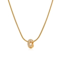 Macro view of 18K gold letter C pendant with pavé cubic zirconia on snake bone chain - Gold Letter C (12269_3)