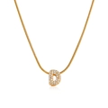 Macro detail of 18K gold letter D pendant with micro-pave cubic zirconia inlay - Gold Letter D (12269_4)