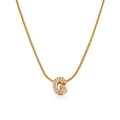 Detail of 18K gold letter G pendant with micro-paved zircons on a snake bone chain - Gold Letter G (12269_7)
