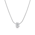 Macro shot of silver snake chain necklace featuring a zircon-studded letter B pendant - Silver Letter B (12269_29)
