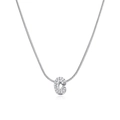 Detail of cubic zirconia letter C pendant on sleek stainless steel snake bone chain - Silver Letter C (12269_30)