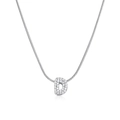 Macro view of silver snake chain and initial D pendant with pavé zircon stones - Silver Letter D (12269_31)
