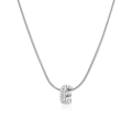 Detail of silver letter E pendant featuring cubic zirconia on a snake bone chain - Silver Letter E (12269_32)