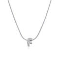 Detail of silver snake chain with iced-out letter F pendant and micro-pave zircons - Silver Letter F (12269_33)