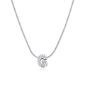 Macro shot of silver initial G pendant with micro-pave zircons on snake chain - Silver Letter G (12269_34)