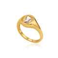 Minimalist 18K gold plated signet ring featuring a rectangular zircon in a sleek design - Size 6 / Square Zirconia Style / Gold